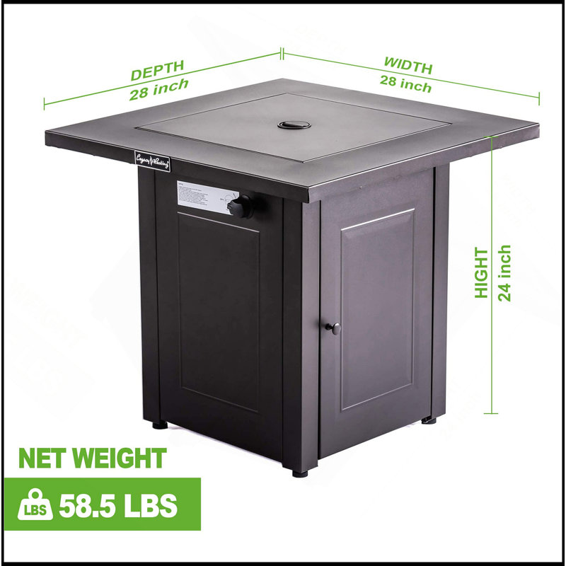 28In Propane Fire Pits Table, 50000 BTU Gas Square Outdoor Dinning Firepit Fireplace Dinning Tables With Lid, Lava Stone, ETL Certification, For Outside Garden Backyard Deck Patio