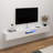 White Floating Tv Stand With Led Lights And Glass Door,63'' Wall Mounted Tv Shelf