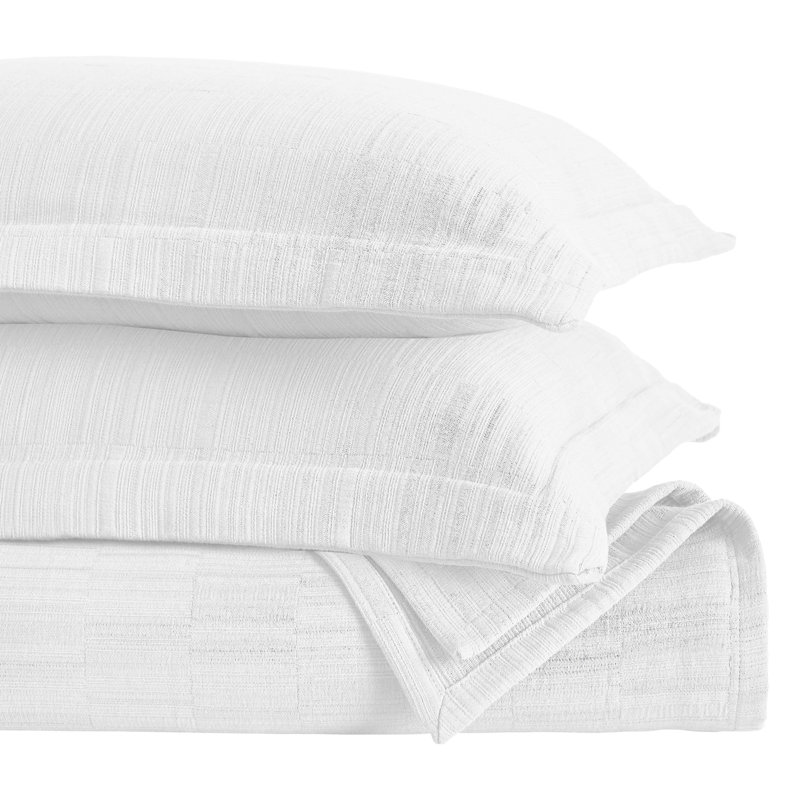 Zenith Cotton Medium Weight Textured Modern Geometric Matelasse Bedspread And Sham Set By, White