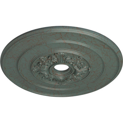 Médaillon de plafond endurathane traditionnel avec feuilles d'acanthe, DO 26 po x P 3 1/8 po x P 1 1/2 po (convient aux auvents jusqu'à 4 1/4 po)