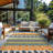 Duxbury Geometric Bohemian Indoor/Outdoor Area Rug Orange/Navy/Green-110742434