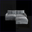 Canapé modulaire en L 2 places avec repose-pieds et causeuse profonde en velours côtelé pour salon Chambre à coucher | Gris anthracite | Velours côtelé-538030539