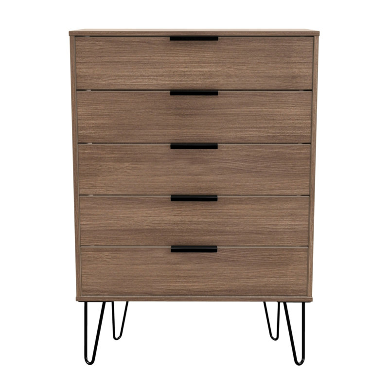 Fully Assembled Menifee 5 Drawer 76.5Cm W Chest of Drawers, Walnut