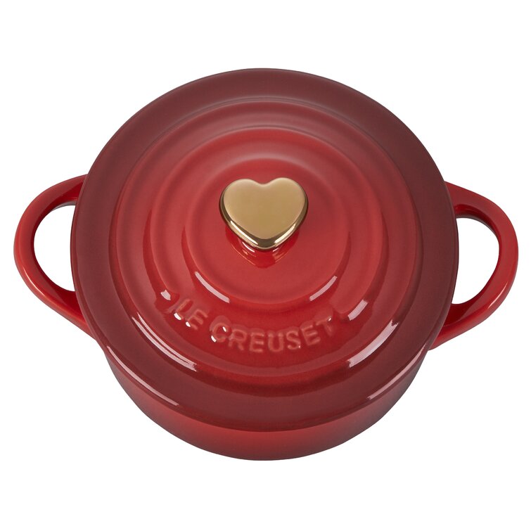 Le Creuset - Cast Iron Heart Casserole Dish with Heart Shaped Knob - Cerise