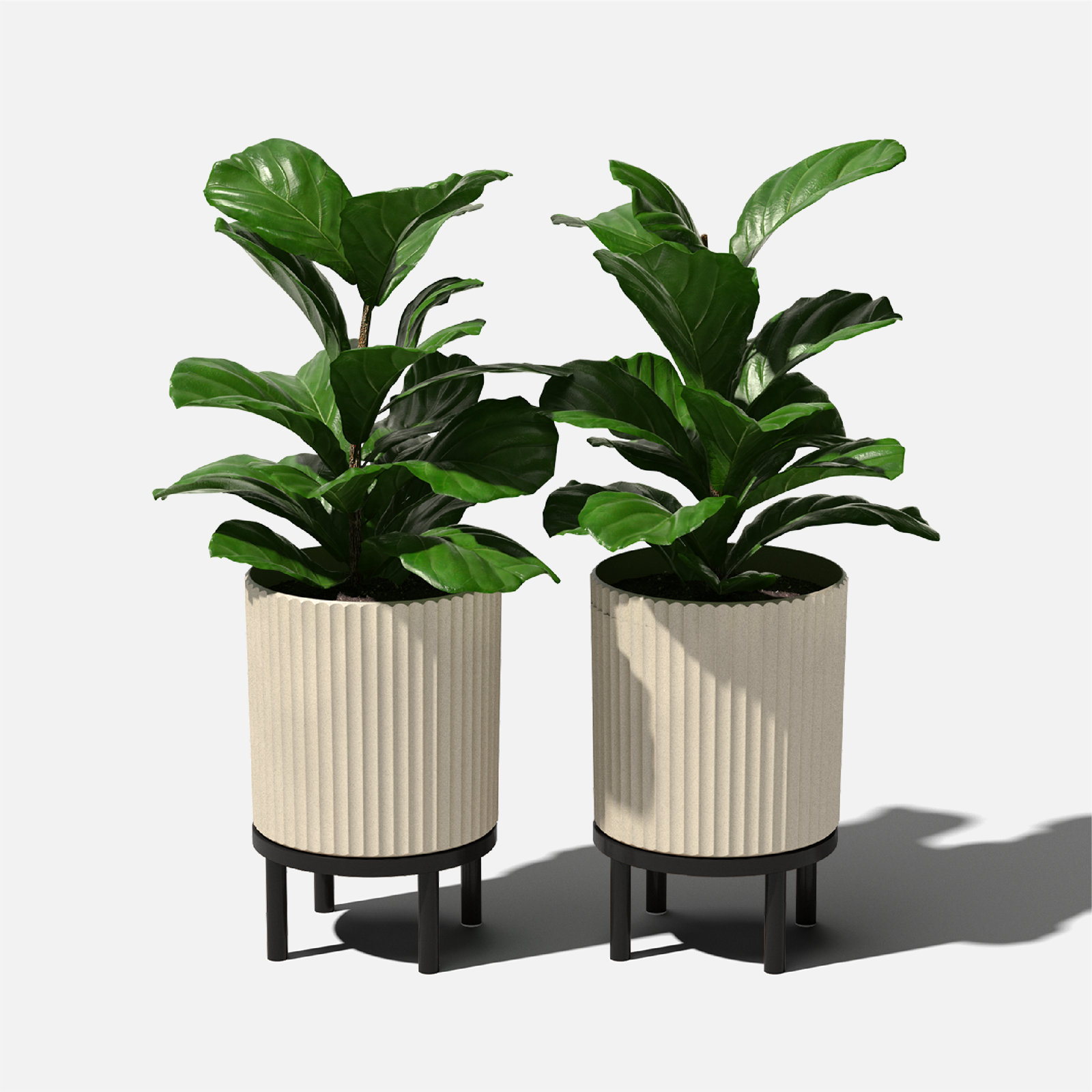 Demi Series Planter with Stand, 2, Sand/Black, 16" H x 10.5" W x 10.5" D