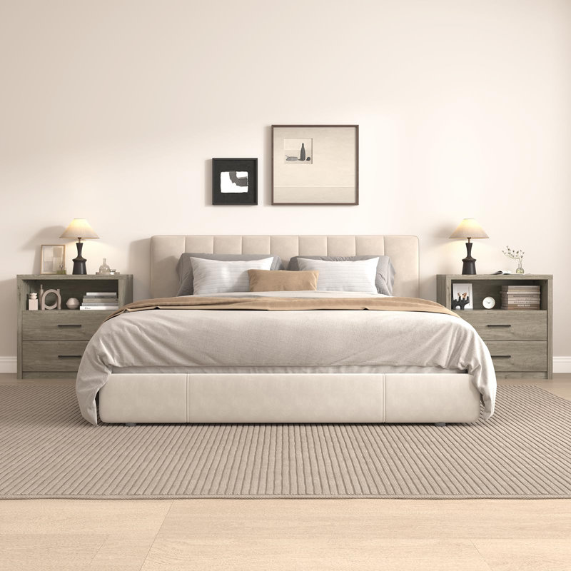 Table de chevet 31,5 "avec tiroir et tablette - table de chevet moderne, Chêne gris