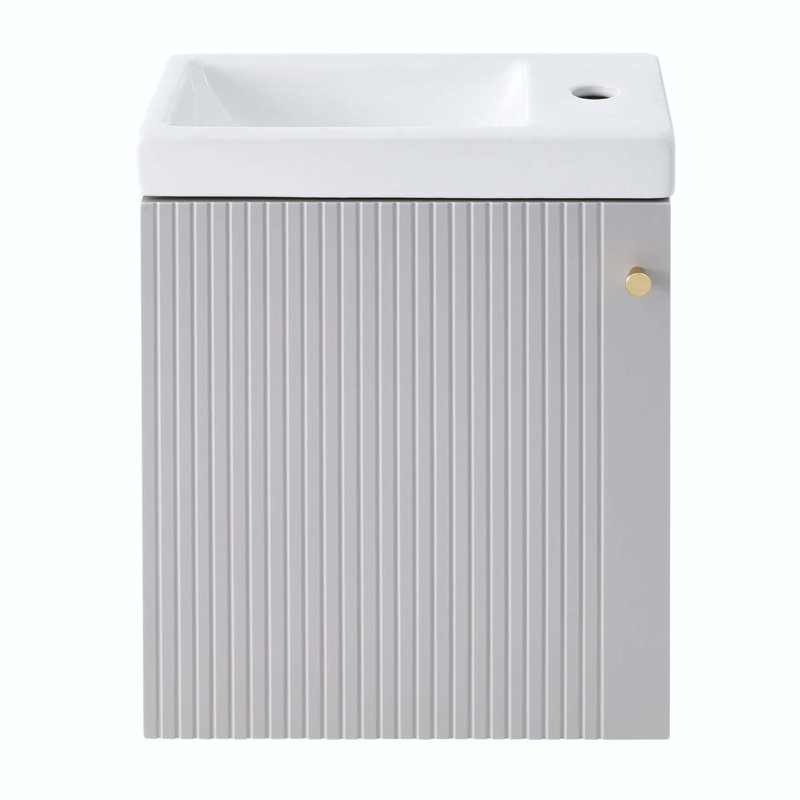 Meuble-lavabo simple 15,94 po avec plateau en céramique Aarvik, Gris