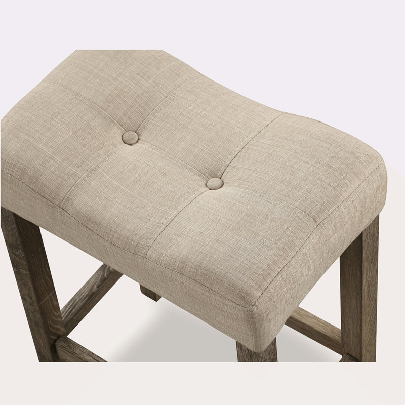 Tabouret capitonné à hauteur de comptoir à boutons, ensemble de 2