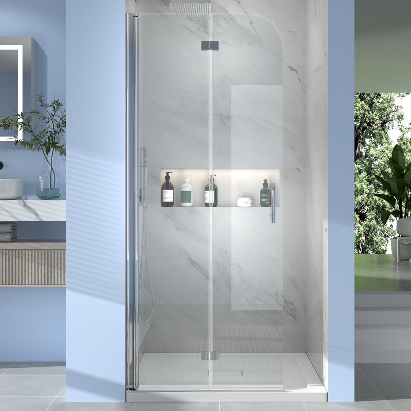 Porte de douche sans cadre à portes pliantes l 30 po x H 72 po