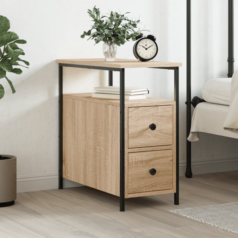 Bourkelands 30cm W Iron Bedside Table, Sonoma Oak, Individual