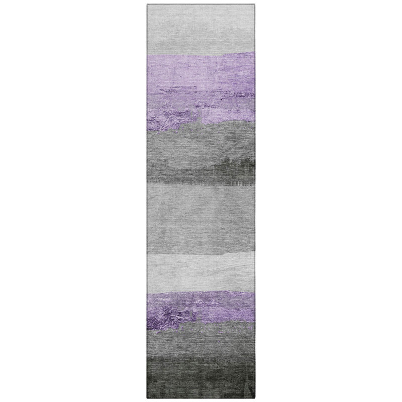 Machine Washable Indoor/Outdoor Xhevrie Lavender Rug, Runner 2'3" x 7'6" 