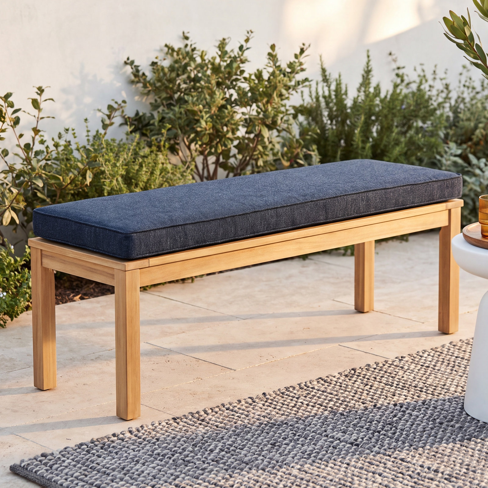 Elderflower Sunbrella® Seat Cushion, Improve Indigo Sunbrella®, 2", 17" W x 48" D