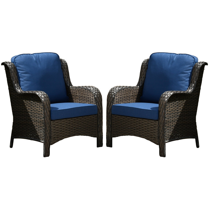 Tommy Patio Chair with Cushions, Navy Blue