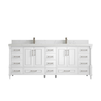Aberdeen 84'' Double Bathroom Vanity with Quartz Top