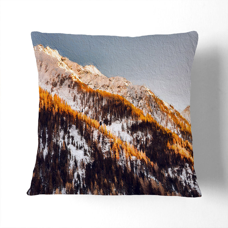 Winter in the Mountains Cushion with Filling, 55cm H x 55cm W x 20cm D, Stone