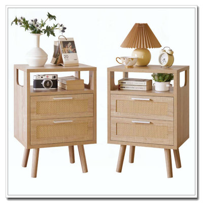 Set of 2 with 2 Drawers Nightstands