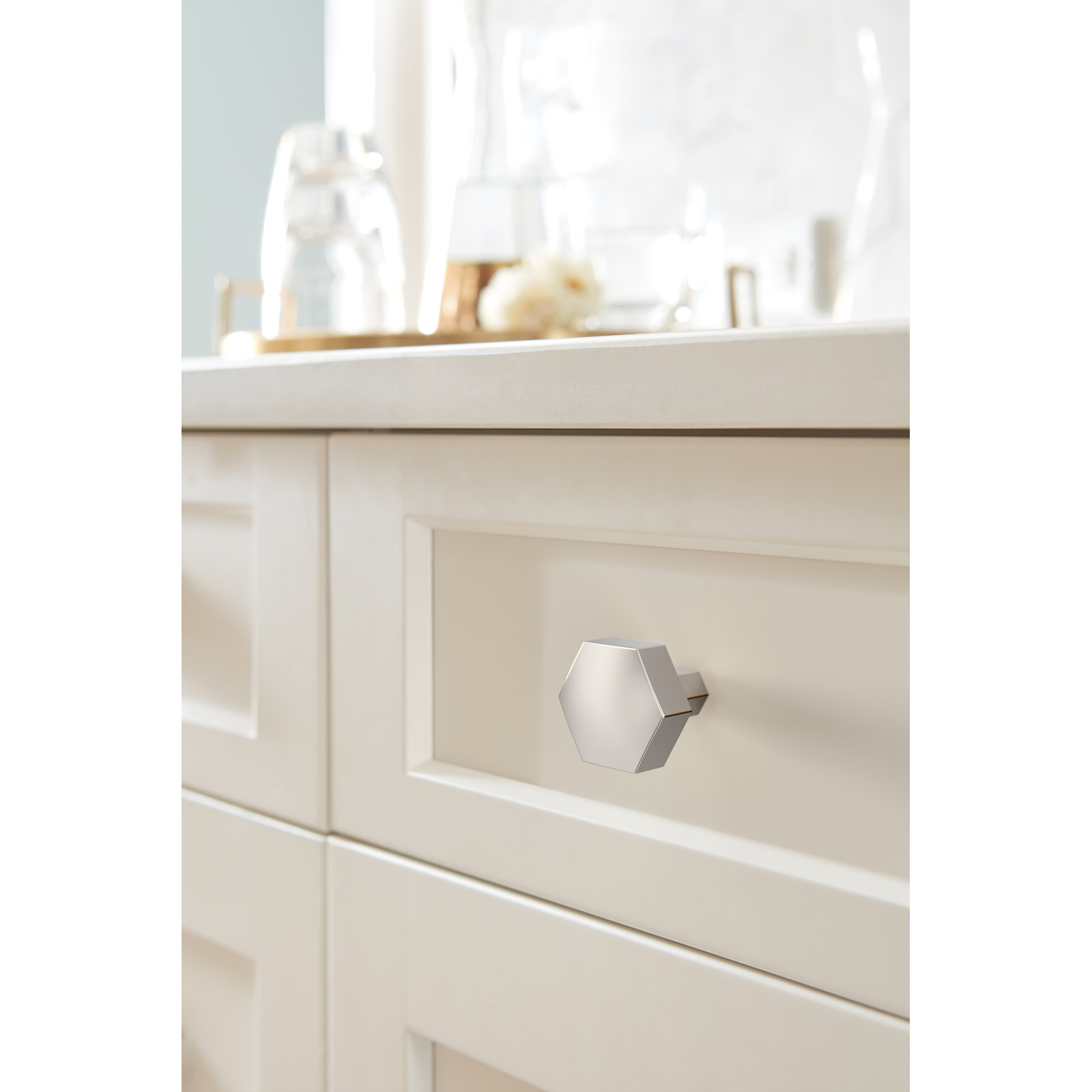 Caliber Geometric Cabinet Knob, Polished Nickel
