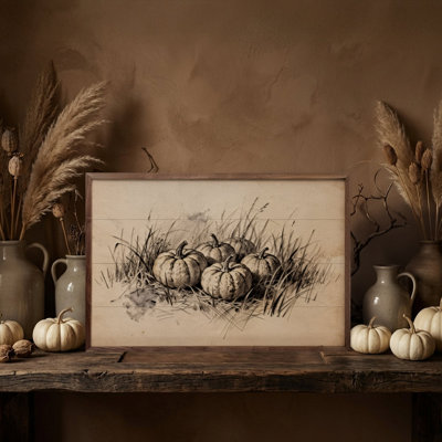 Pumpkins In Grass Simple