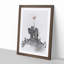Boy & Girl with Red Balloon in Abstract - Picture Frame Painting Print-55679020-55679023