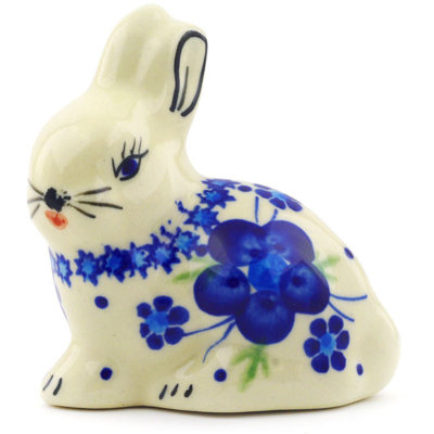 Figurine de lapin bleu-belle fleur