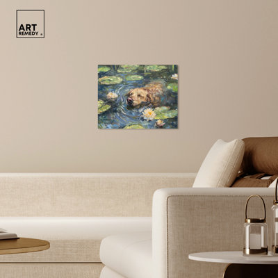 «Monet Water Lilies Dog Farmhouse» par Art Remedy