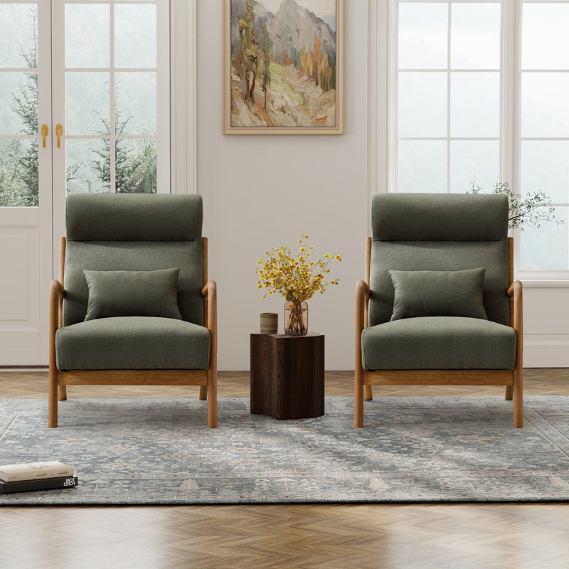 Fauteuils rembourrés en lin l 26 po, Lin vert