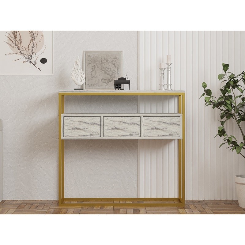 Asse Home Console Table, Freesia Marble, 100cm H x 90cm W x 29cm D