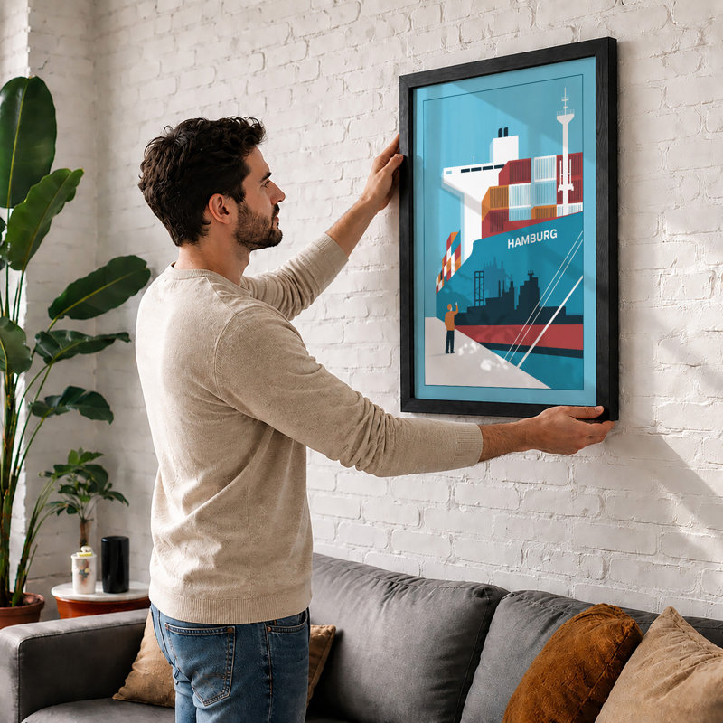 Hamburg Cargo Modern - Print, A2 - 59.4 x 42.0 cm, White