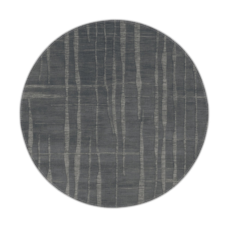 Abstract Gray Indoor and Outdoor Area Rug, Round 5'