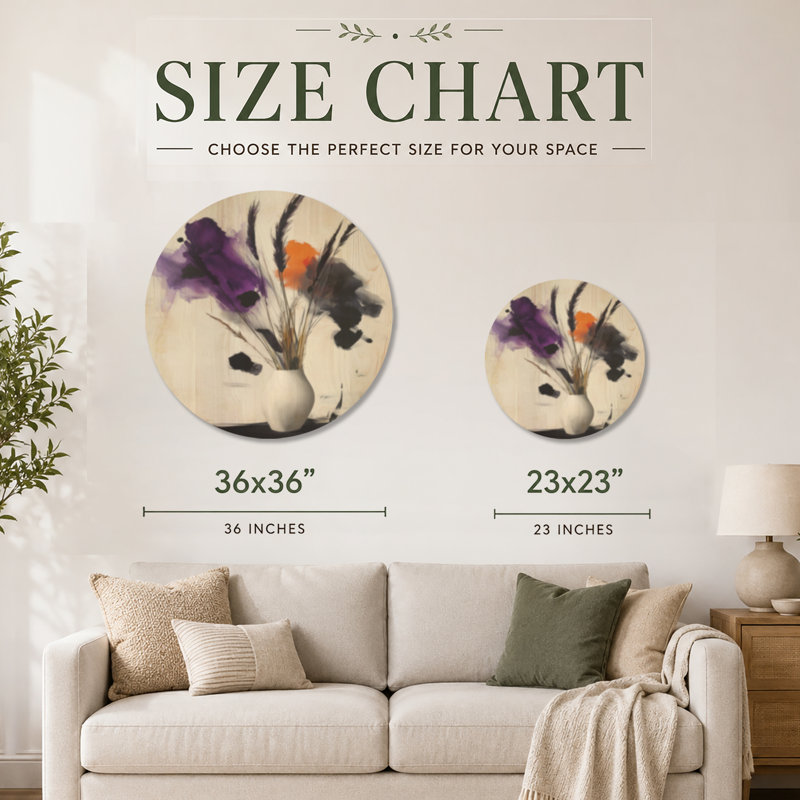 «Yvaine I», impression d'art mural rond en bois mauve, Rond 36 po, Round