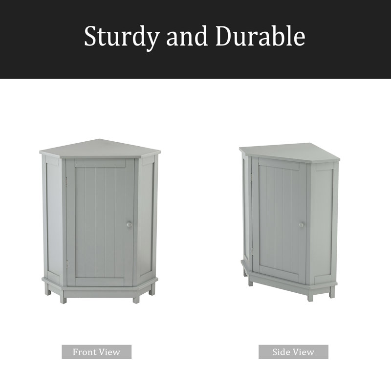 Armoire de salle de bain d'angle avec tablette réglable, Gris