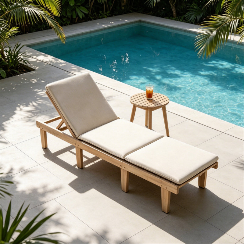 Chaise longue inclinable 78,8 po, table d'appoint incluse, 1