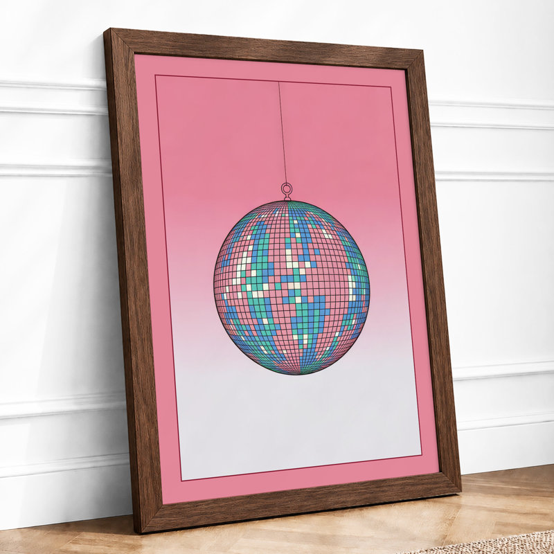 Disco Ball Nostalgia Retro - Framed Print, A4 - 29.7 x 21.0 cm, Walnut