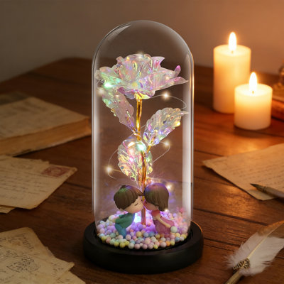 Rose Flower Gifts for Mother's Day Ideas, Mothers Day Flowers Gifts for Mom Wife from Daughter Son Husband,Light Up Rose in Glass Dome, Galaxy Forever Rose Eternas Birthday Gifts for Women