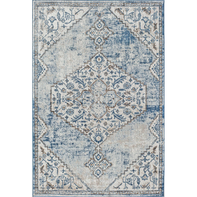 Tapis bleu poudré Freya, Rectangle 2 pi 6 po x 4 pi