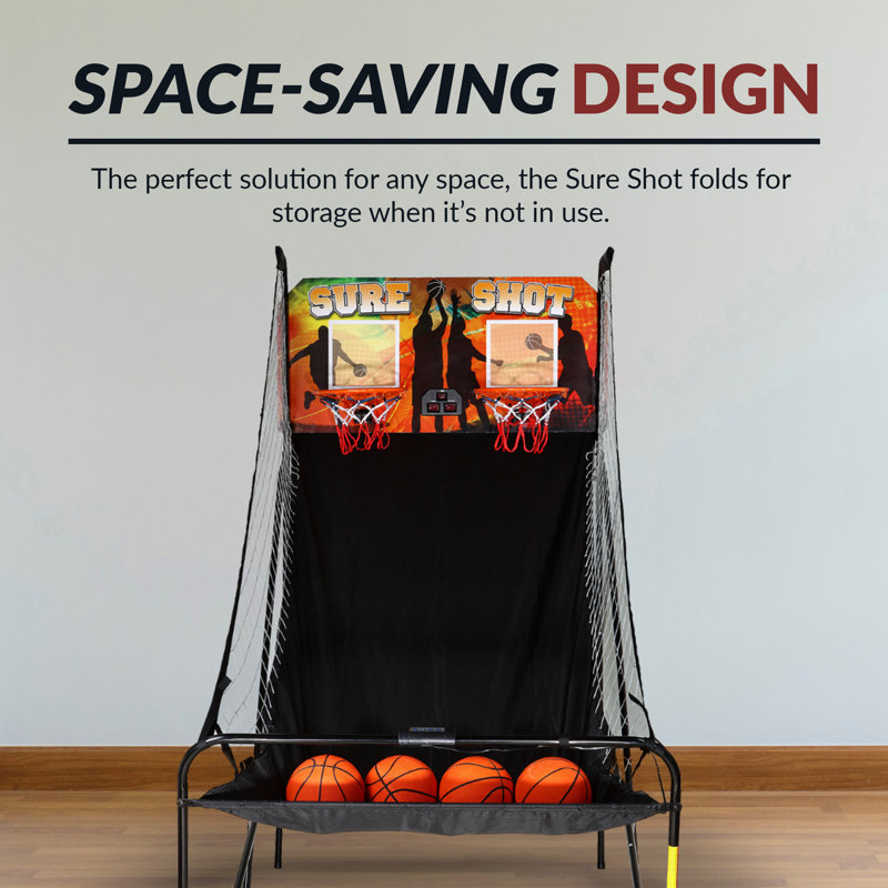 Hathaway Sure Shot 81-In Dual Basketball Arcade Game for Game Room - With LED Scoring, Foldable Indoor Basketball Game Design, Steel Frame, 8 Game Modes, Pump & Dual Hoops