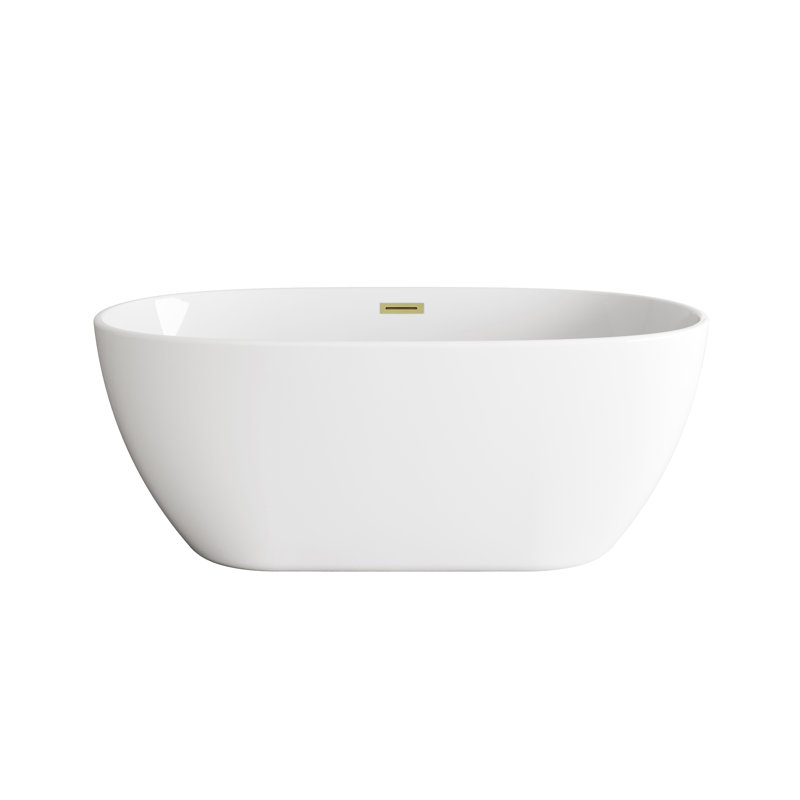 Thermopolis 59'' x 28.3'' Soaking Acrylic Bathtub, Brushed Gold
