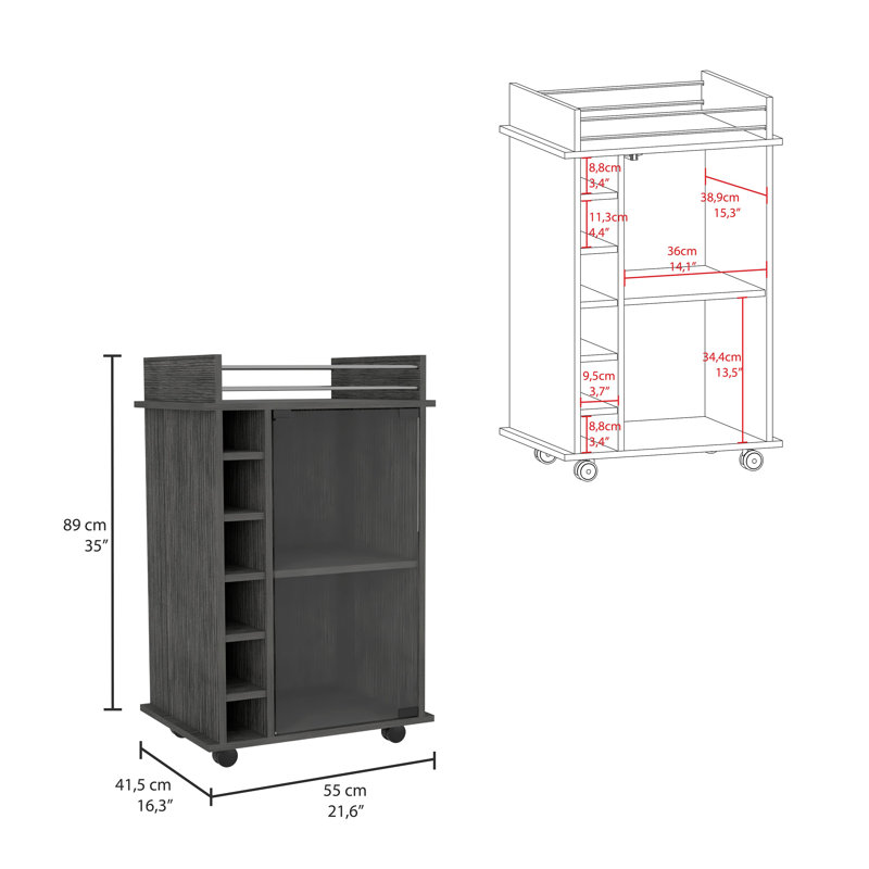 Albaladejo Wood Bar Cart, Grey