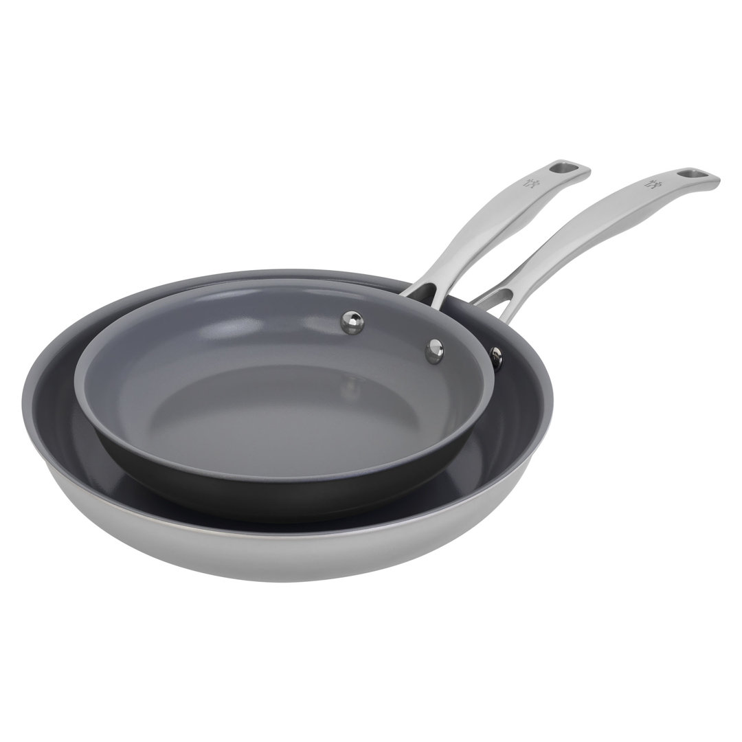 HENCKELS Clad H3 2-Piece Stainless Steel Ceramic Nonstick 8-in & 10-in Fry Pan Set HENCKELS