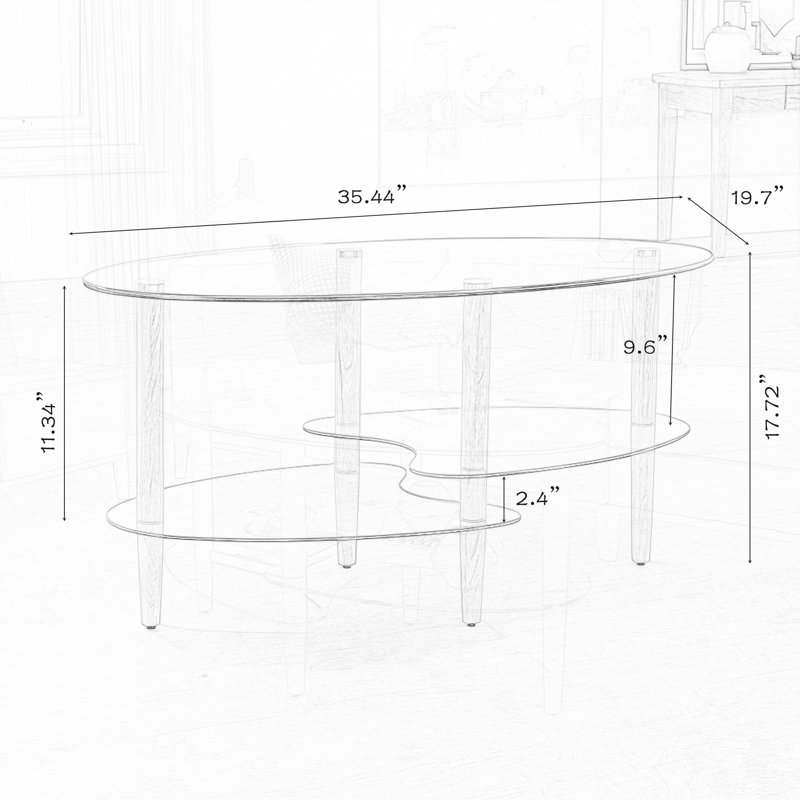 Table basse Harshan, Brun / transparent