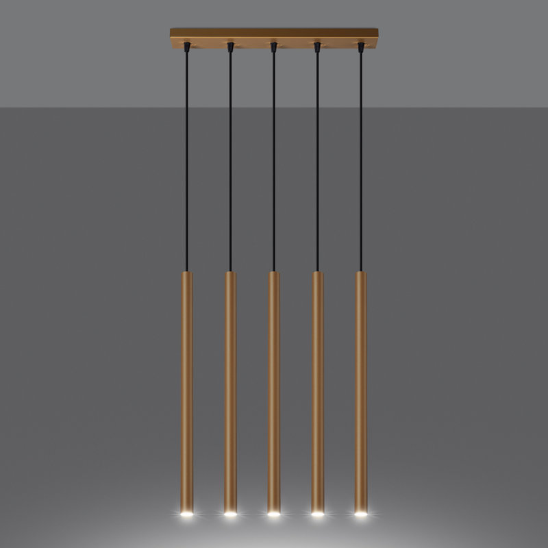 Berthile - Light Pendant, 5 Lights, Gold, 52cm W x 9cm D