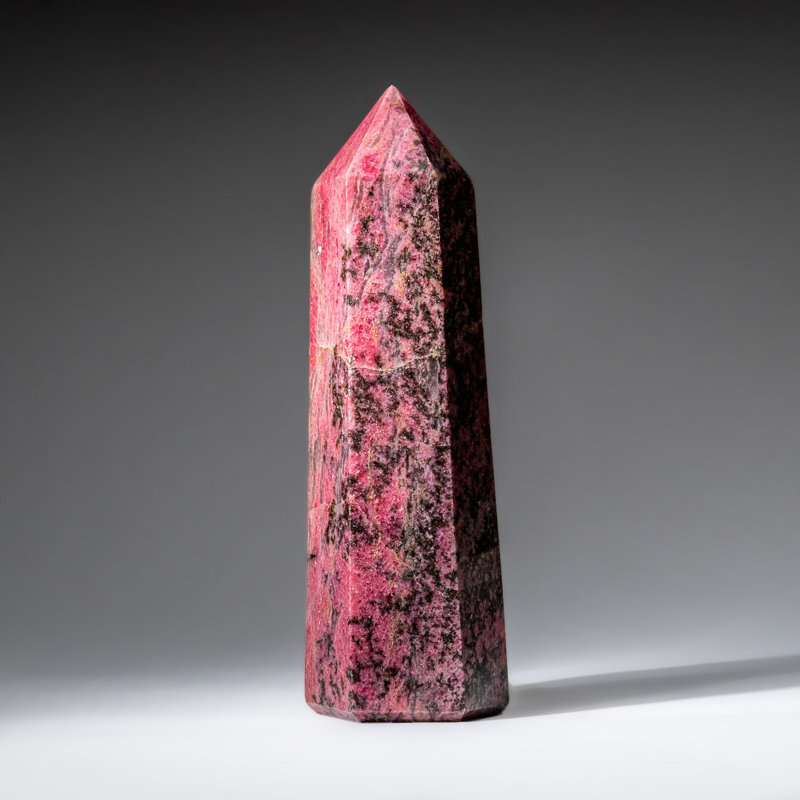 Véritable pointe de rhodonite impériale polie authentique de Madagascar (3,6 lb)