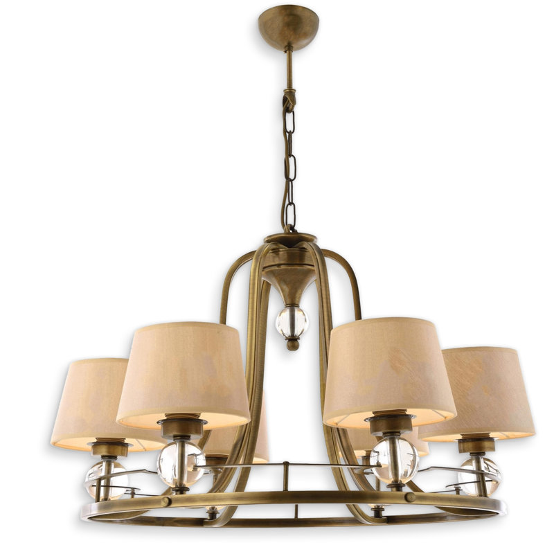 Lustre en métal avec base en verre, 6 lumières