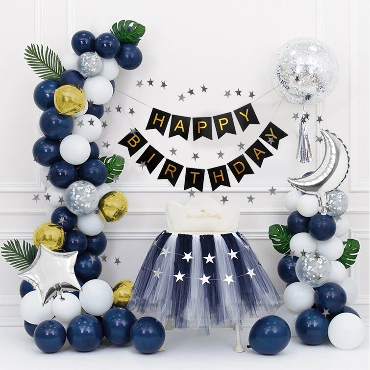 Confettis dorés, anniversaire, Ballon, décoration de fête, joyeux