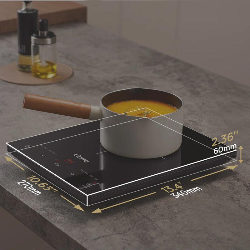 Ciarra Black Glass Portable Induction Cooktop with Touch Control