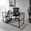 Bureau d'étude moderne et industriel avec plateau 100% verre trempé, 29,5 x 23,6 x 47,2 pouces | Structure en métal robuste, nombreuses tablettes, fixation murale, couleur noir et fumée | Parfait pour le bureau personnel, design élégant et fonctionnel-1367928988