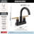 Nicoli Centerset Matte Black/ Brushed Gold Bathroom Faucet, 4 Inch Bathroom Sink Faucet for Vanity, Push-Pop Drain Assembly, Matte Black/Champagne Bronze