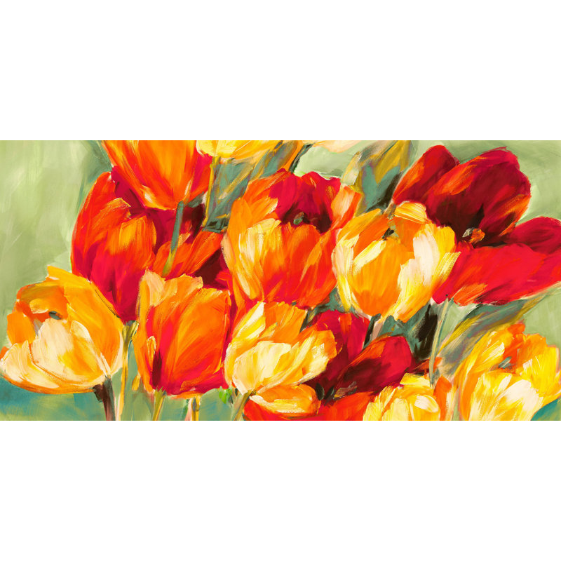 2SN6226 Field Of Red Tulips by Jim Stone - Wrapped Canvas Painting, 50cm H x 100cm W x 4cm D, Yellow/Red/Green