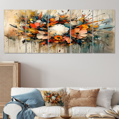 Couronne spirale de pétales symphonie - art mural couronne - art mural traditionnel sur toile 5 pièces