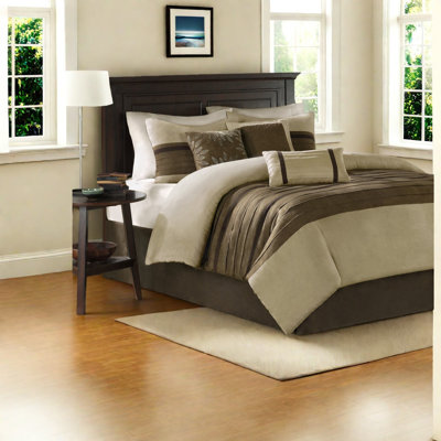 Ensembles de literie doux pour très grand lit, style transitionnel en faux suède 7 pièces pour maison moderne